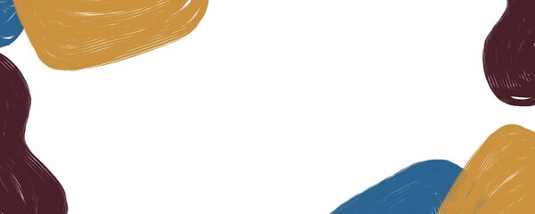 Hand painted watercolor contact blue and yellow banner background, autumn paint contrast color with empty space