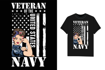 Proud Navy Women, U.S Military Veteran, Veteran's Day T-Shirt design vector