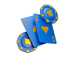 Casino cards poker blackjack baccarat 3d icon. Casino game chips, bet cards, bet items poker chips. Png item, transparent background.
