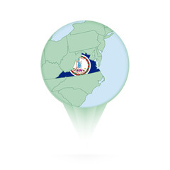 Virginia map, stylish location icon with Virginia map and flag.