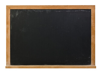 Isolated wood framed empty black chalkboard