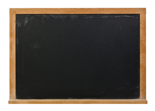 Isolated wood framed empty black chalkboard