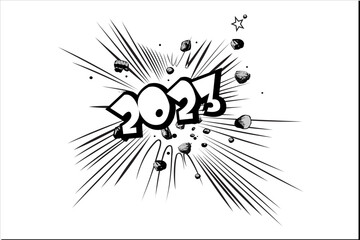 2023 vector design with rock and stripes effect and clouds