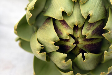 Fototapeta premium Artichoke cooking, recipe, photo zoom close-up seasonal cooking harvest vegetable garden close-up