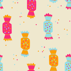 Seamless pattern with colorful cracker candy