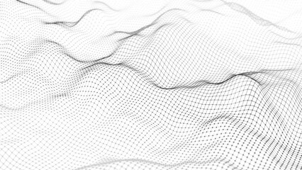 white 3d plexus wavy particles background , minimal polygon animation. Can be used to represent artificial intelligence, quantum physics, data analysis or geometric network