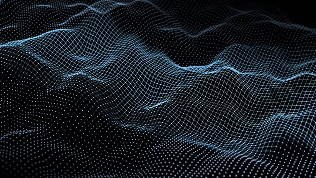 blue plexus particles 3d illustration background , minimal polygon animation. Can be used to represent artificial intelligence, quantum physics, data analysis or a luxury geometric network