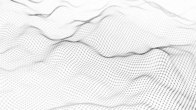 white 3d plexus wavy particles background , minimal polygon animation. Can be used to represent artificial intelligence, quantum physics, data analysis or geometric network