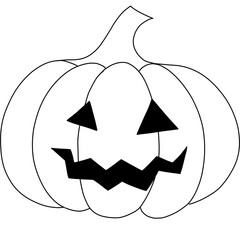 Isolated illustration of a pumpkin. Halloween lantern with a face. Jack o lantern