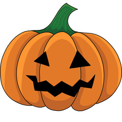 Isolated illustration of a pumpkin. Halloween lantern with a face. Jack o lantern