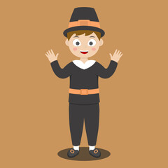 Flat thanksgiving boy character
