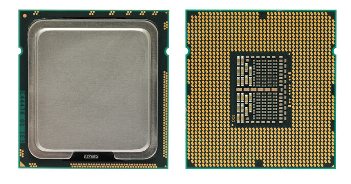 Computer processor CPU isolated on white background