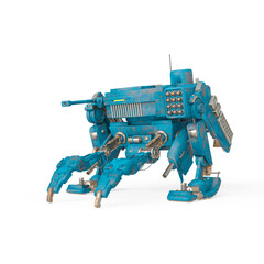 killer mech is in crouch pose for war