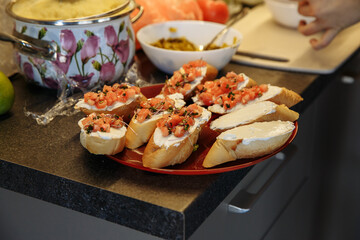 Plates of ready meals on a decorated table