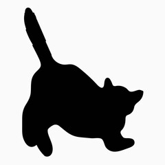 Silhouette of a cat, highlighted on a white background. - 530904764