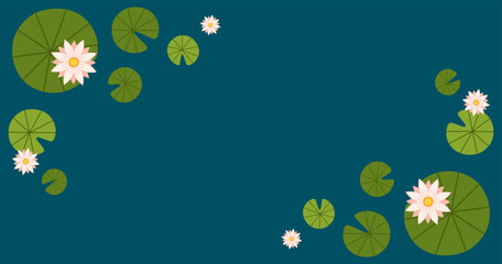 Lily pad and Lotus vector. wallpaper. free space for text. background. poster. lotus flower. © Supakorn