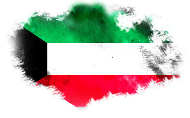 White background with torn flag of Kuwait. 3d illustration