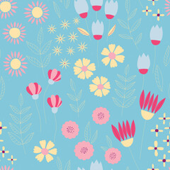 Seamless pattern with stylish garden. Floral vector pattern for textile, wrapping paper and other design.