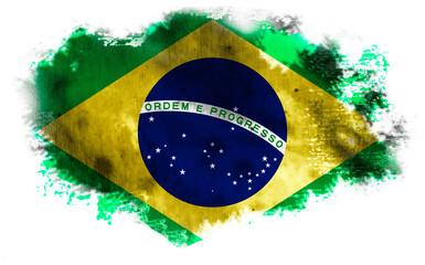 White torn background with flag of Brazil. 3d illustration