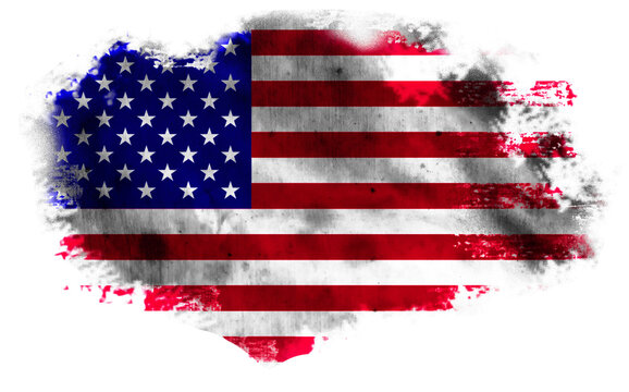White torn background with flag of the United States of America. 3d illustration
