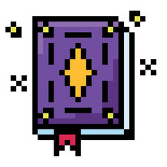 Isolated colored magic book videogame icon Pixelated style Vector
