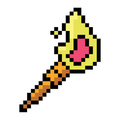 Isolated wooden torch videogame icon Pixelated style Vector