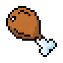 Naklejka premium Isolated colored meat videogame icon Pixelated style Vector