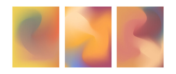 Warm color gradient set. Autumn pastel color mesh soft backgrounds for design concepts, web, smartphone screen, presentations, banners, posters and prints