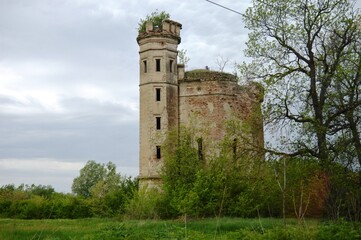 old abandoned stone water tower