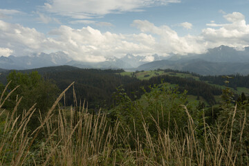 Beautiful panorama of Tatra Mountains on cloudy day