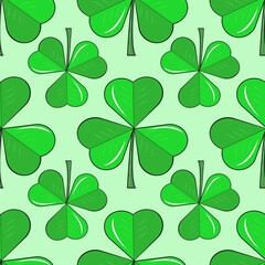 Seamless Health Bio background with clover leaves.