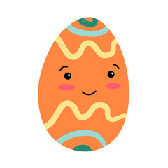 Funny Easter character, Decorated kawaii egg with cute happy face