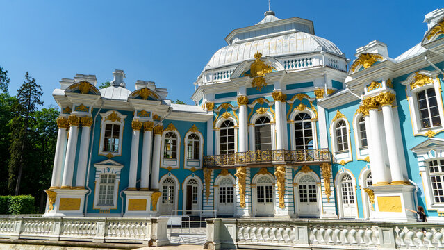 Hermitage is baroque park pavilion in Catherine Park in Tsarskoye Selo, Russia. Pushkin city