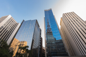 Fototapeta na wymiar Modern Architecture Office Buildings in Paulista Avenue in Sao Paulo, Brazil