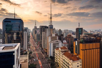 Foto op Plexiglas View of Sao Paulo City by Dusk © Donatas Dabravolskas