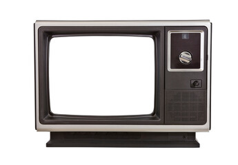 Vintage TV with blank screen from the 1970's, isolated.
