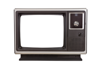 Vintage TV with blank screen from the 1970's, isolated.