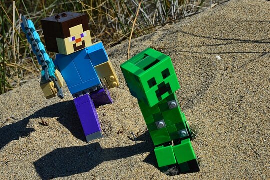 Creeper Minecraft Made Paper Real Life Stock Photo 2058235523