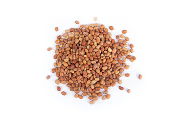 Red Cowpeas or Chawli Adzuki Dried Beans in Heap or Pile in Top Down or Flat Lay View Isolated on White