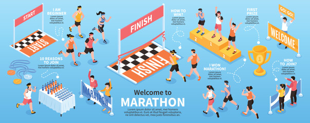 Isometric Marathon Infographics