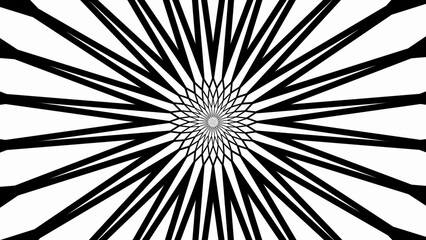 Abstract background with striped mandala . Black and white pattern.
