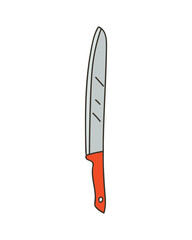 Kitchen knife colorful icon in vector. Knife colorful doodle illustration in vector