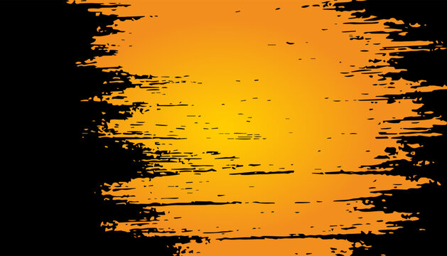 Horizontal halloween background with grunge texture. Black and orange. Empty. Scary vector illustration.