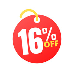 16%off percent off, with online sale red label design, Sixteen 