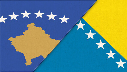 Bosnia and Herzegovina and Kosovo. Military conflict. Two Flag Together