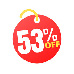 53%off percent off, with online sale red label design, Fifty-three 
