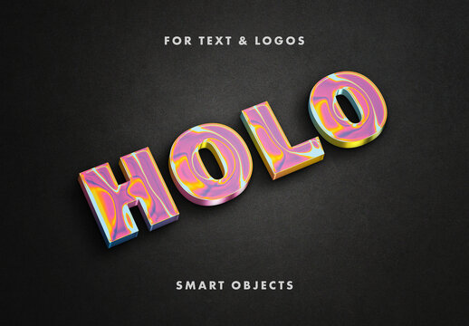 3D Holographic Text Effect Mockup