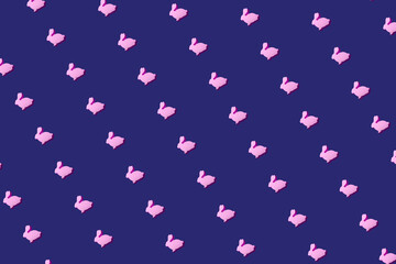 little rabbit pattern on the dark navy background