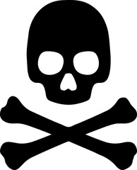 skull and crossbones black icon illustration on white background