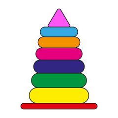 Childrens pyramid. Children's toy. Color pyramid. Vector illustration. stock image.